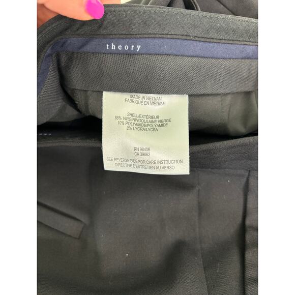 Theory Ibbey 2 Black Wool Blend Mid Rise Straight Leg Dress Pants 6 - Picture 4 of 11